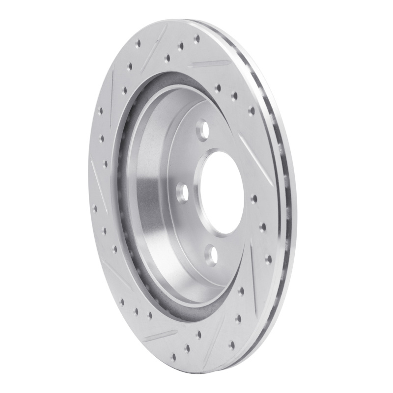 Ford Mustang Brake Rotor (1) - Rear Right - R1 Concepts - Drilled & Slotted - Silver - `94-`04